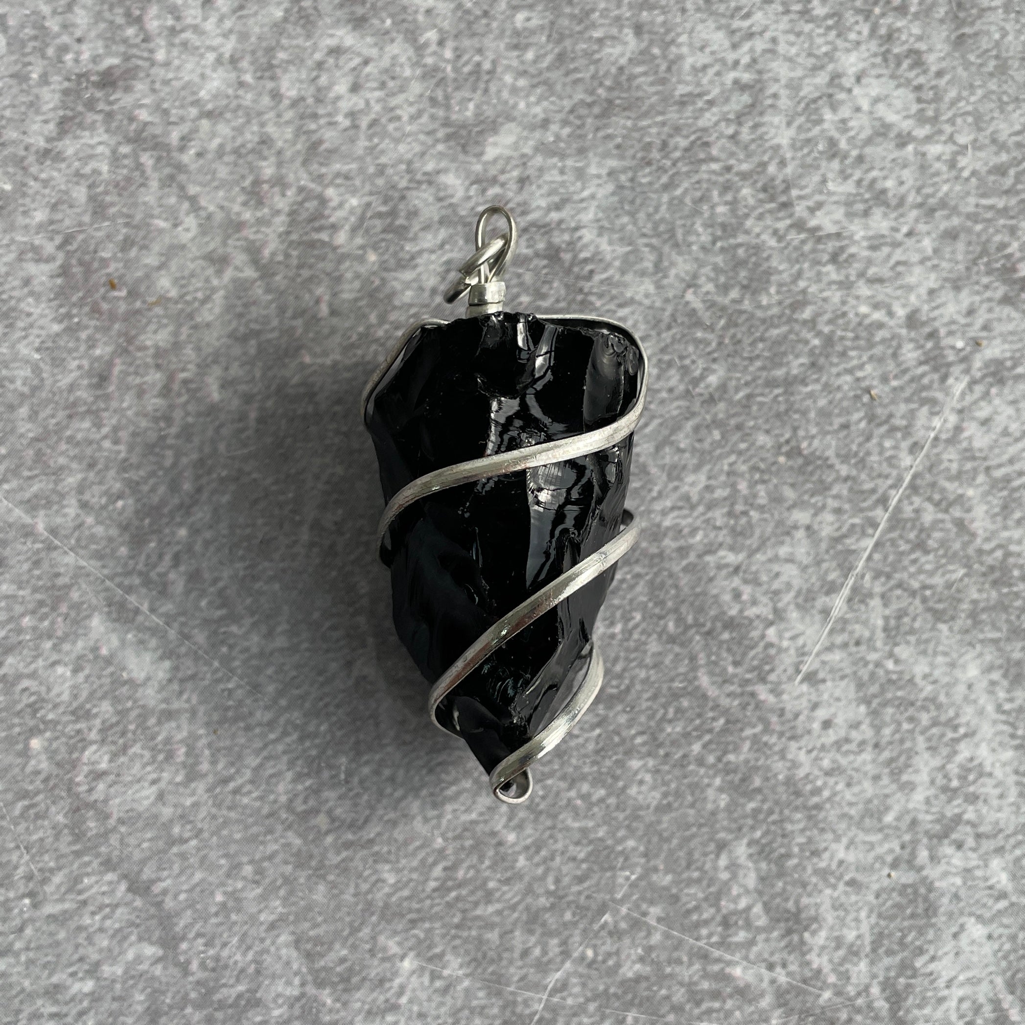 Wire Wrapped Rough Pendant - Black Obsidian Wire Wrapped Rough Pendant - Black Obsidian